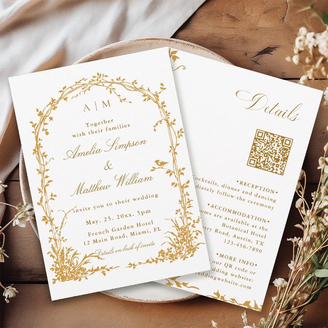 Invitation All in One Amber Arch Botanical Garden Wedding  (Front & Back)