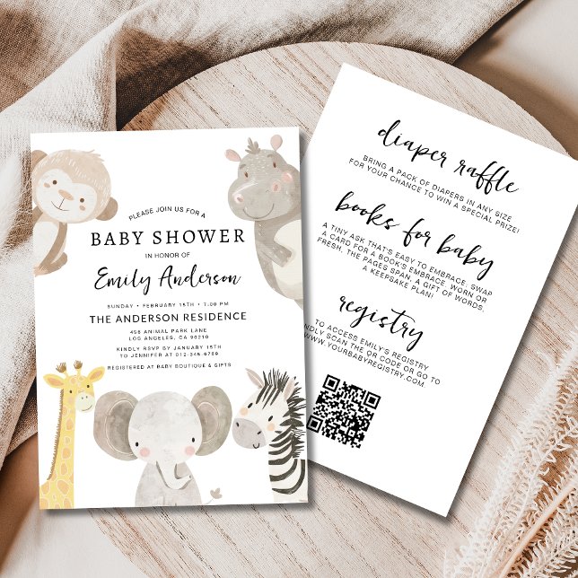 Invitation All in One Boys Safari Animaux Baby shower (Créateur téléchargé)