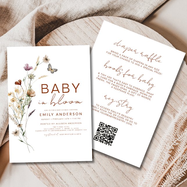 Invitation All in One Fleur sauvage Baby in Bloom Baby shower (Créateur téléchargé)