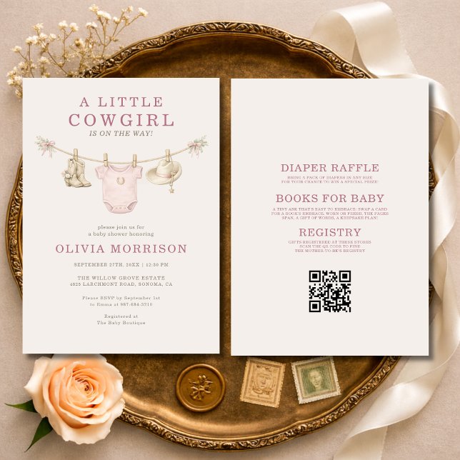 Invitation All in One Little Cowgirl Clothesline Baby Shower (Créateur téléchargé)