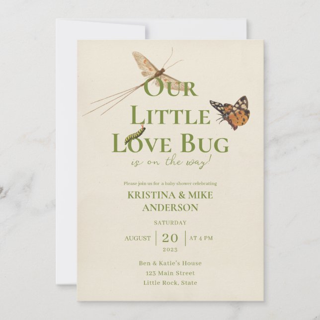 Invitation All in One Little Love Baby shower de bug Invitati (Devant)