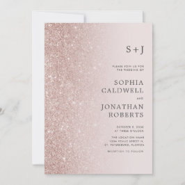 Invitation All in One Rose Gold Blush Parties scintillant Omb