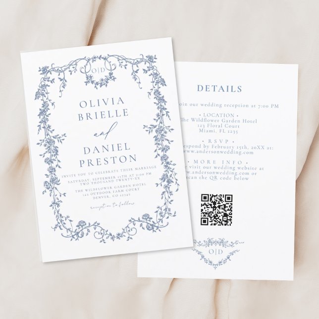Invitation All In One Victorian Français QR Code Mariage (Créateur téléchargé)