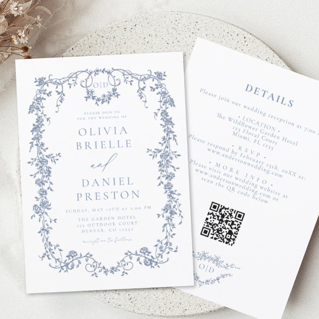 Invitation All In One Victorian Français QR Code Mariage (Créateur téléchargé)