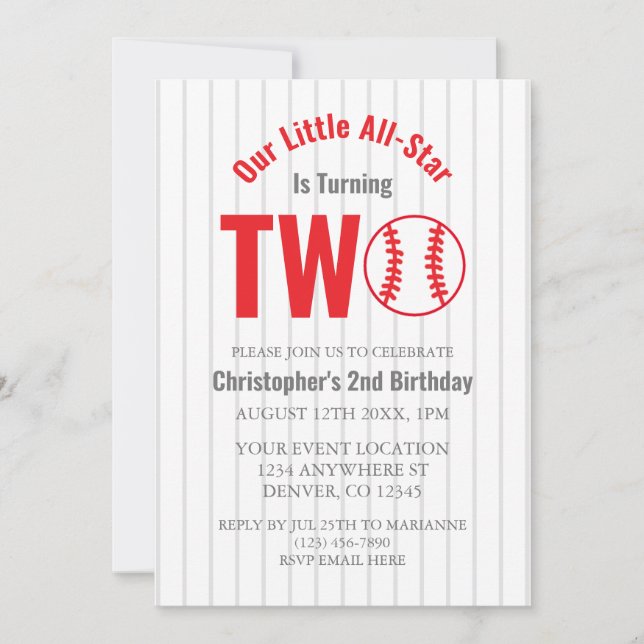 Invitation All-Star Baseball 2e anniversaire (Devant)