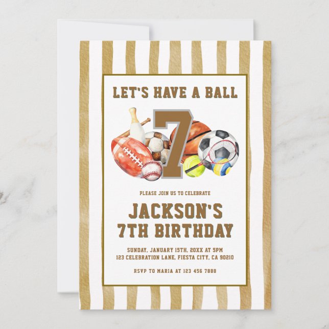 Invitation All Star Sports Ball Games Birthday Party  (Devant)