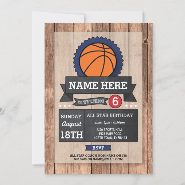 Invitation All Star Sports Party PanierBall Anniversaire Invi (Devant)