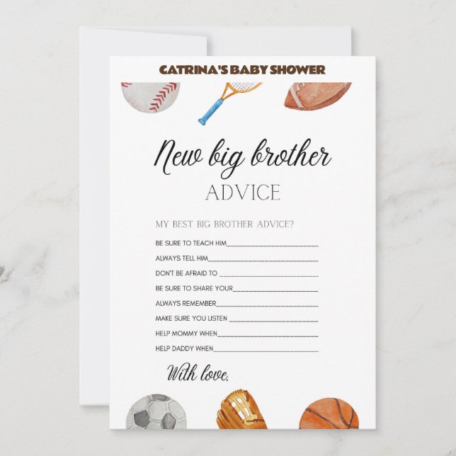 Invitation All Stars Sports Baby shower - Nom modifiable, 5x7 (Devant)
