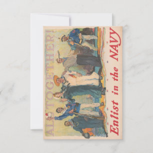 Invitation All Together! Enlist In The Navy WWI Poster