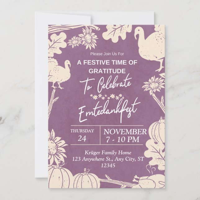 invitation allemande de thanksgiving (Devant)