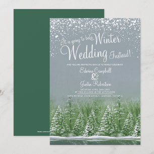 Invitation Aller être un mariage d'hiver neige lac gris vert