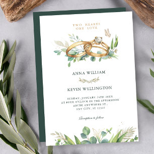 Invitation Alliance de mariage aux feuilles vertes minimalist