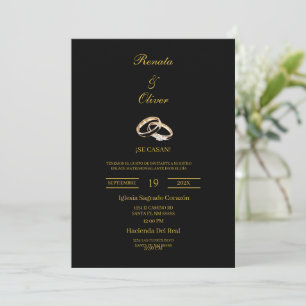 Invitation Alliance de mariage thème noir Mariage Espagnol
