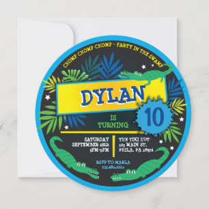 Invitation ALLIGATOR CROCODILE SWAMP Anniversaire