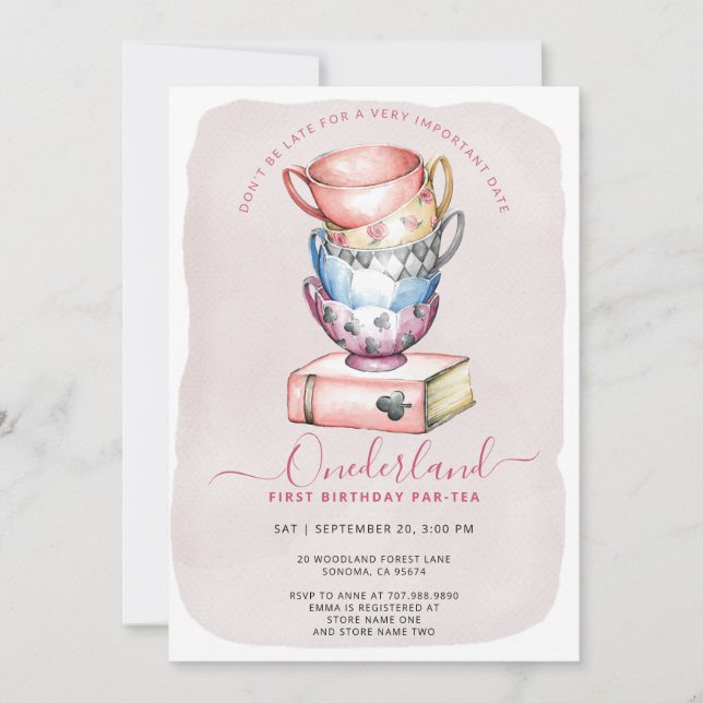 Invitation Allison's Onederland Girl's Par-Tea 1er anniversai (Devant)