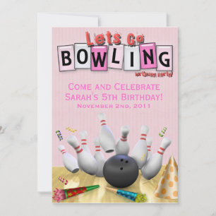 Invitation Allons au Bowling, fête d'anniversaire