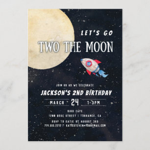 Invitation Allons au deuxième anniversaire de la Lune