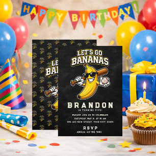 Invitation Allons Bananes Baseball Rétro Banane Drôle