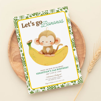 Invitation allons bananes notre petit anniversaire de singe