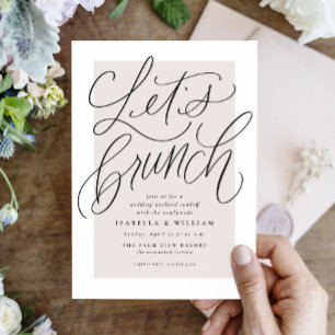 Invitation Allons bruncher avec des lettres manuscrites rose 