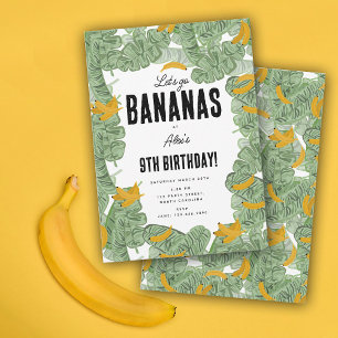 Invitation Allons-y Bananas Banana Tropical Birthday Theme