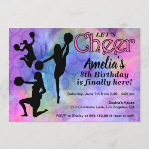 Invitation Allons-y ! - Fête d'anniversaire des Pom-pom girl