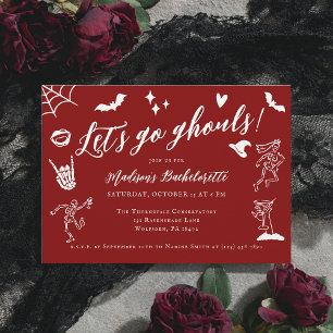 Invitation Allons-y les fantômes, Bachelorette Rouge Fantaisi