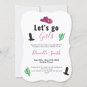 Invitation Allons-y les filles Austin Texas Cowgirl Enterreme