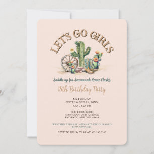 Invitation Allons-y les Filles Cowgirl Occidental Cactus Anni