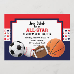 Invitation Allstar Birthday Party - Sports