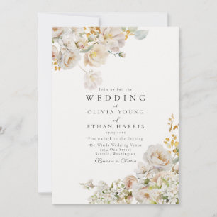 Invitation Allure - White Roses & Baby's Breath Mariage Invit