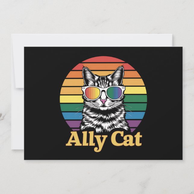 Invitation Ally Cat LGBT Rainbow Flag LGBTQ Cadeau (Devant)