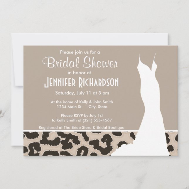 Invitation Almond Color Leopard Animal Print; personalized (Devant)