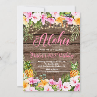 Invitation Aloha Anniversaire de l'ananas en bois
