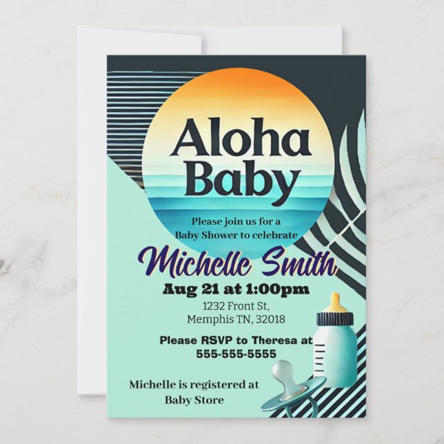 Invitation Aloha Baby (Devant)