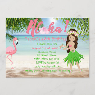 Invitation Aloha Beach Girls Luau Anniversaire Fête Invitatio