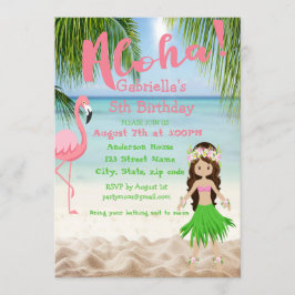 Invitation Aloha Beach Girls Luau Anniversaire Fête Invitatio