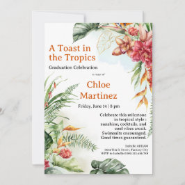 Invitation Aloha Diploma! Tropical Graduation Pool Party 