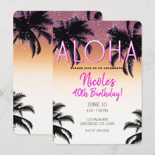 Invitation Aloha fête d'anniversaire d'été d'île hawaïenne