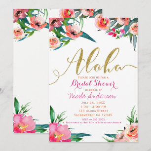 Invitation Aloha Fête de mariage Floral Tropical d'été