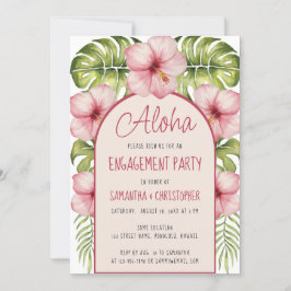 Invitation Aloha Fiançailles Hibiscus floral tropical rose