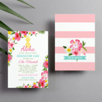 Invitation Aloha Grad Luau Tropical Hibiscus
