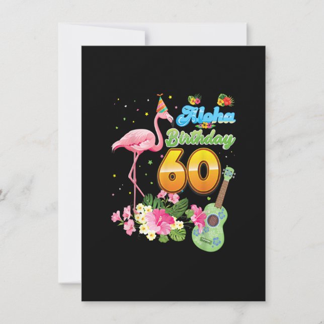 Invitation Aloha Hawaii 60e anniversaire 60 ans Flamant rose  (Devant)
