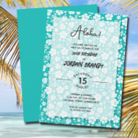 Aloha Hawaiian Floral Aqua fête d'anniversaire
