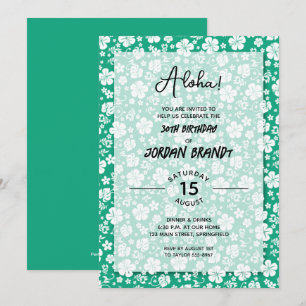 Invitation Aloha Hawaiian Floral Green fête d'anniversaire