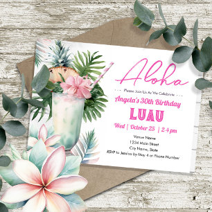 Invitation Aloha Luau Boisson Tropicale Adulte Anniversaire
