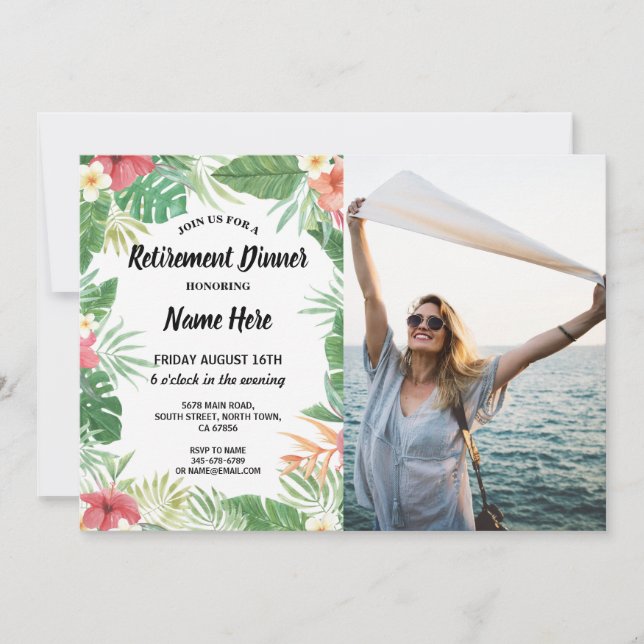 Invitation Aloha Luau, fête de la retraite d'été - photo (Devant)
