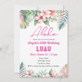 Invitation Aloha Luau Tropical 60e anniversaire