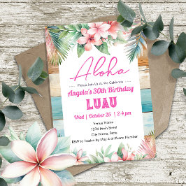 Invitation Aloha Luau Tropical Adulte Anniversaire