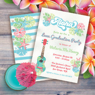 Invitation Aloha Luau Tropical Floral Graduation Party